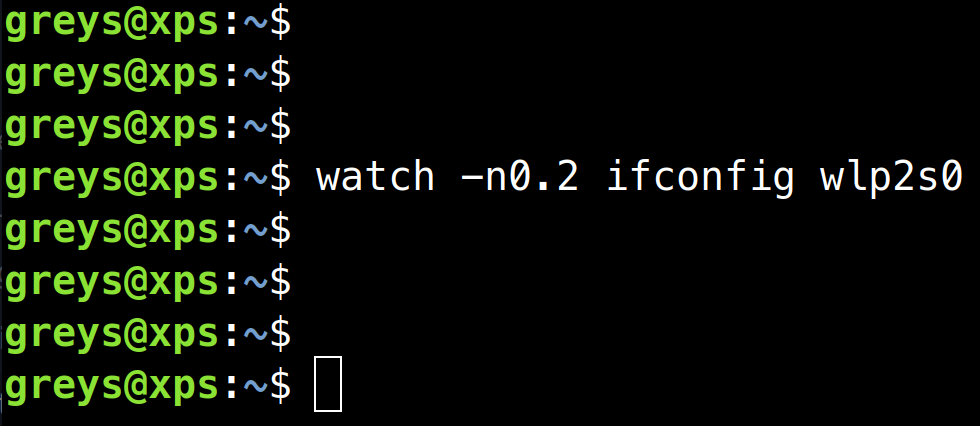 watch ifconfig command with 0.2s interval