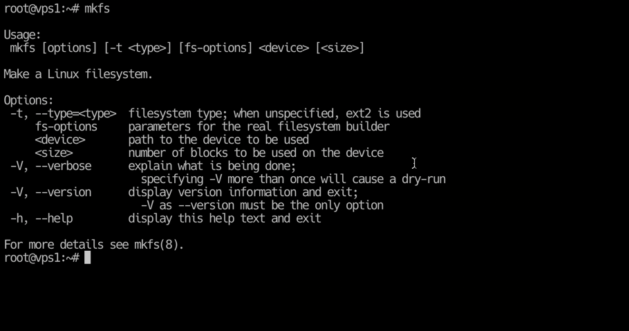 mkfs command