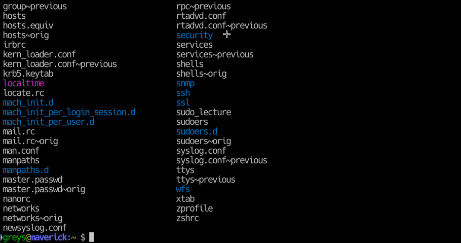 Colorized ls output in MacOS