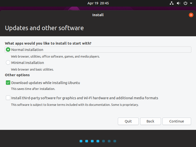 Ubuntu 19.04 Installation Screenshot 3