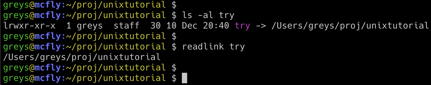 Showing symlink destination