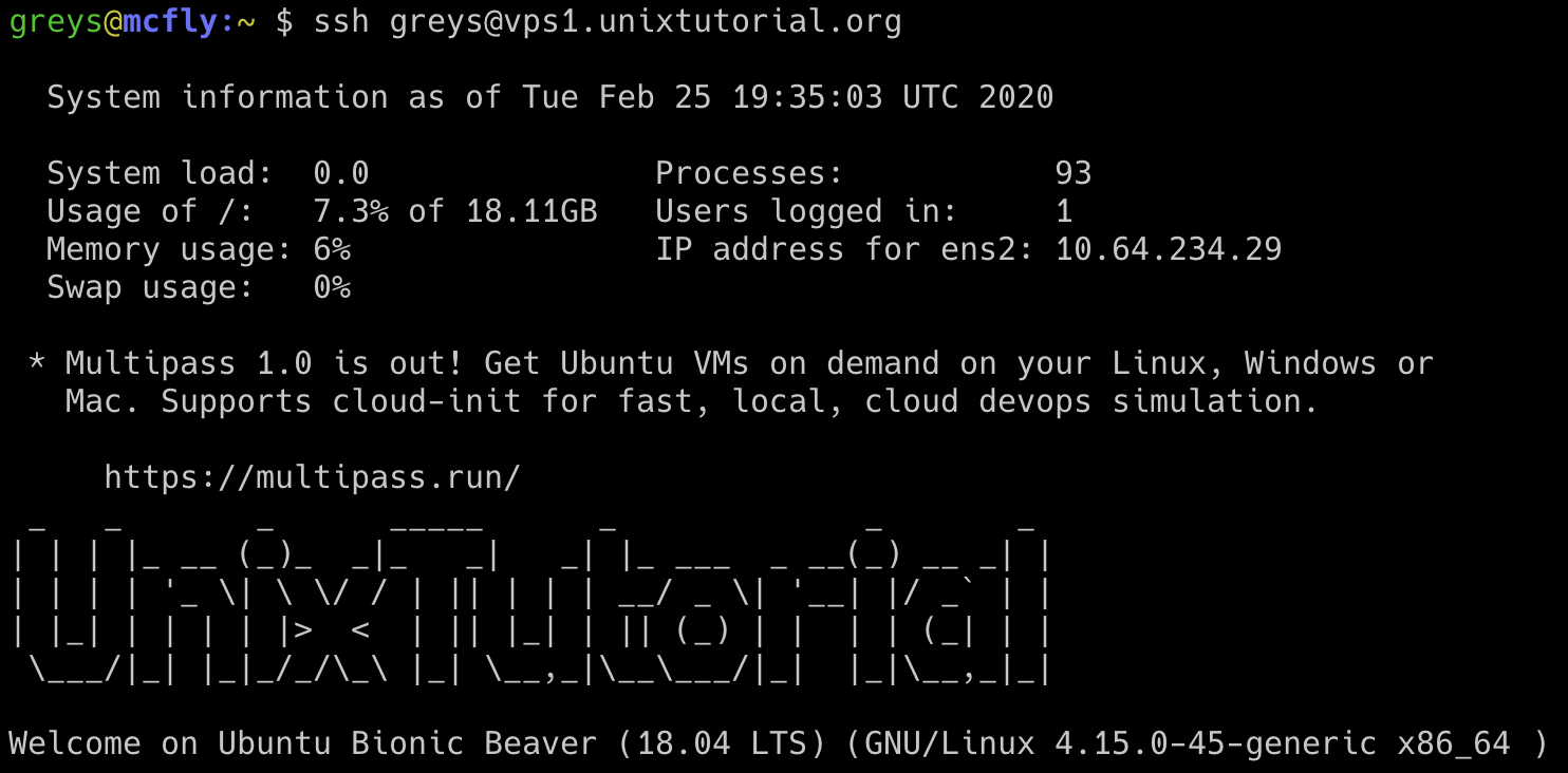 SSH login to vps1 server