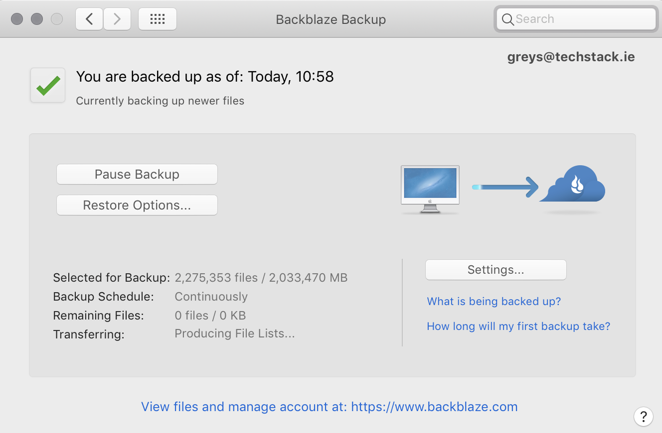 Backblaze storage usage