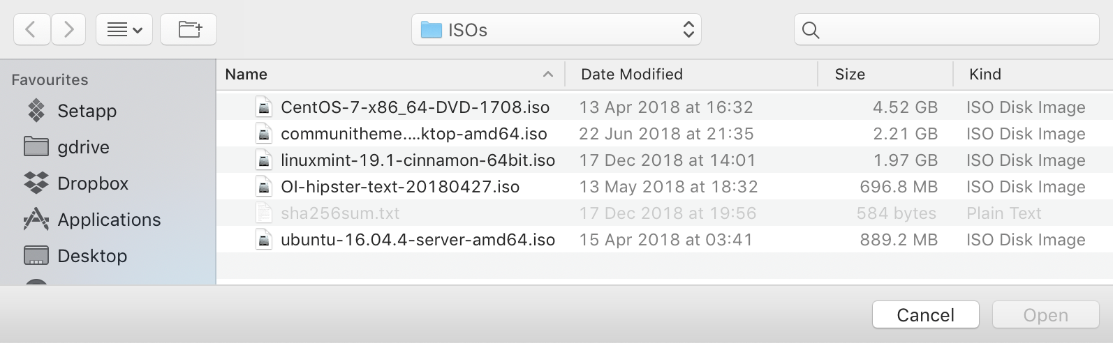 Etcher ISO selection
