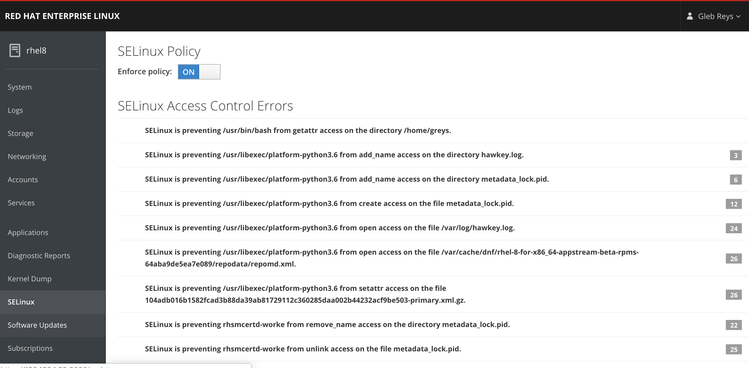 Web console Subscriptions