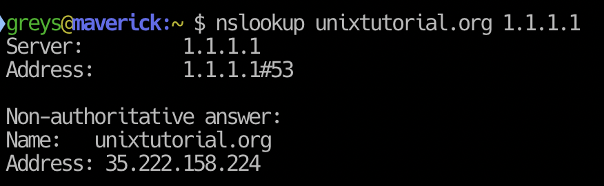 nslookup command example