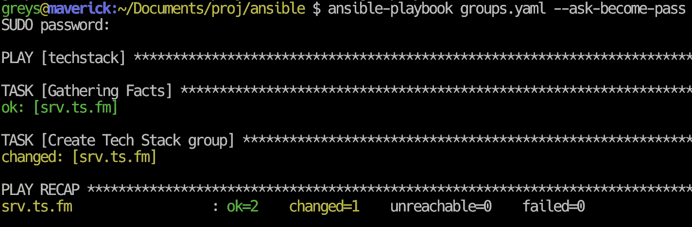 Ansible Playbook Creating a Unix Group