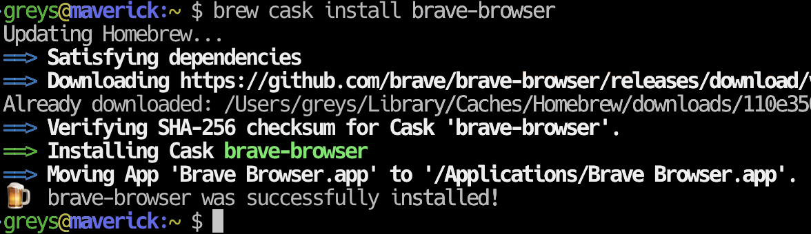 Install Brave browser via brew cask