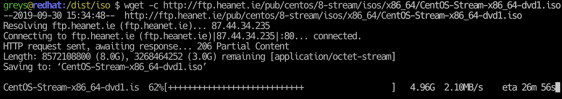 Resume wget download