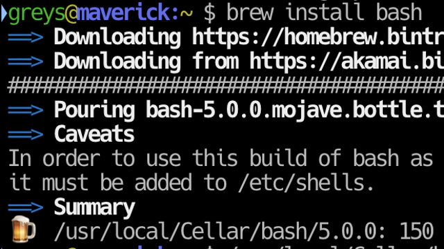 Installing bash with brew