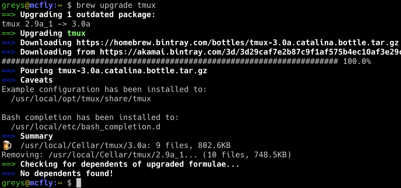 Upgrading to tmux 3.0a in macOS