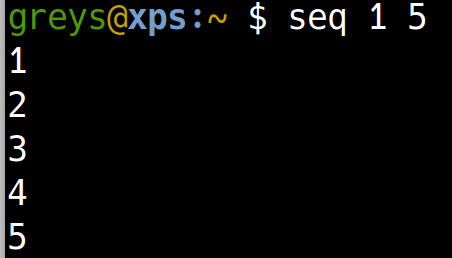 Count from 1 to 5 with seq