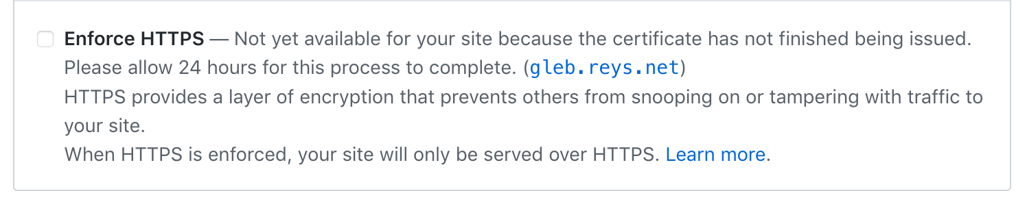 GitHub Enforce HTTPS