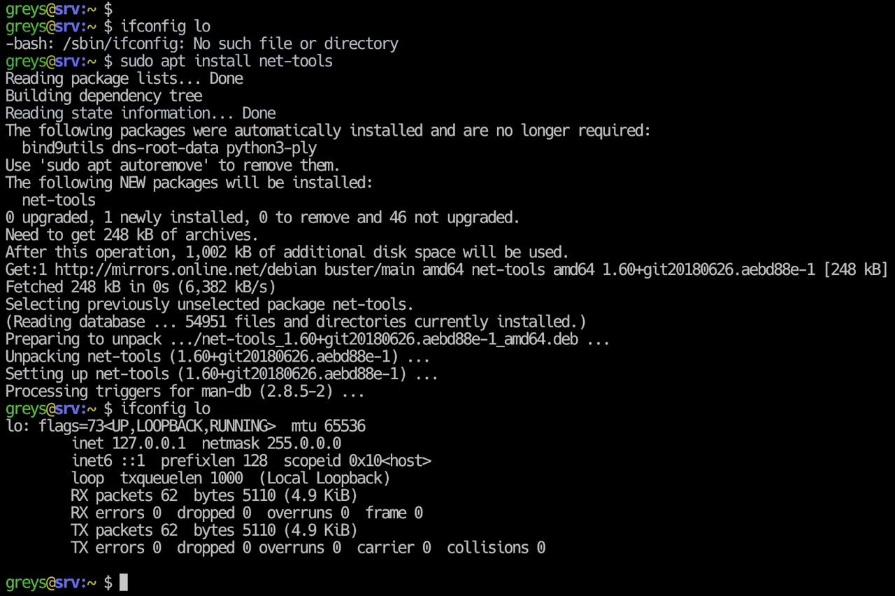 ifconfig command not found