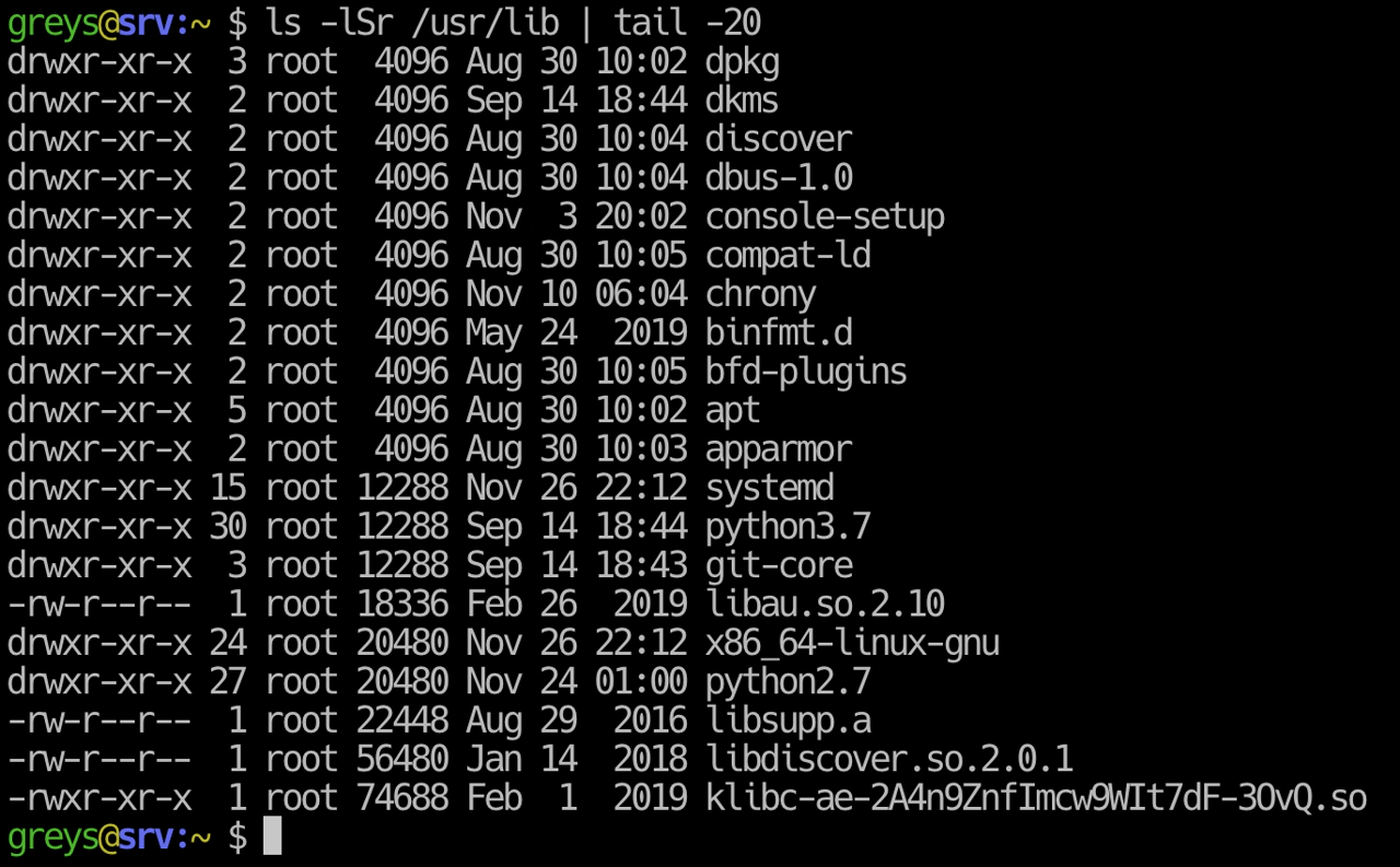 Sorting ls output by file size