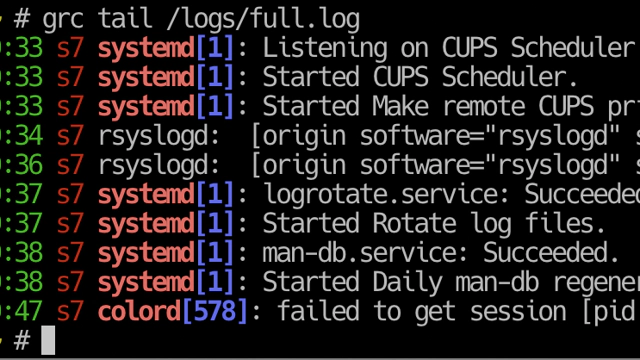 RSyslog output with grc