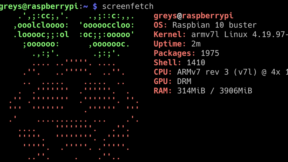 screenfetch - Raspbian Buster - RPi 4