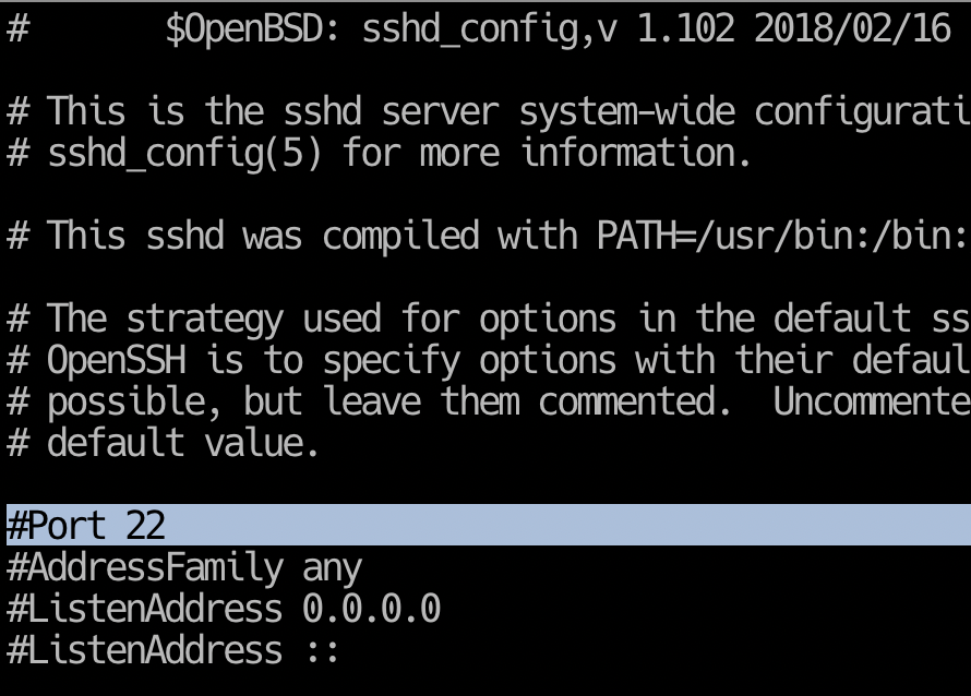 Default SSH port 22
