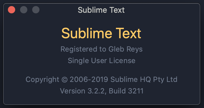 Registered Copy of Sublime Text 3
