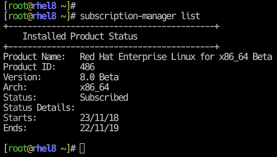 subscription-manager list