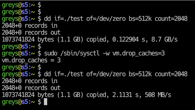 Testing disk speed with dd