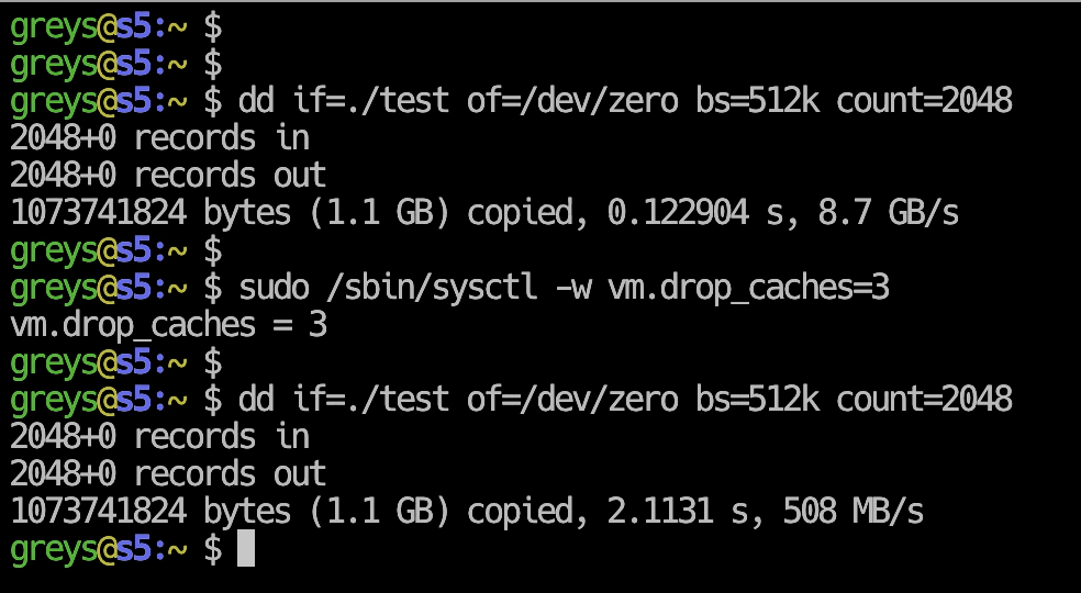 Testing disk speed with dd