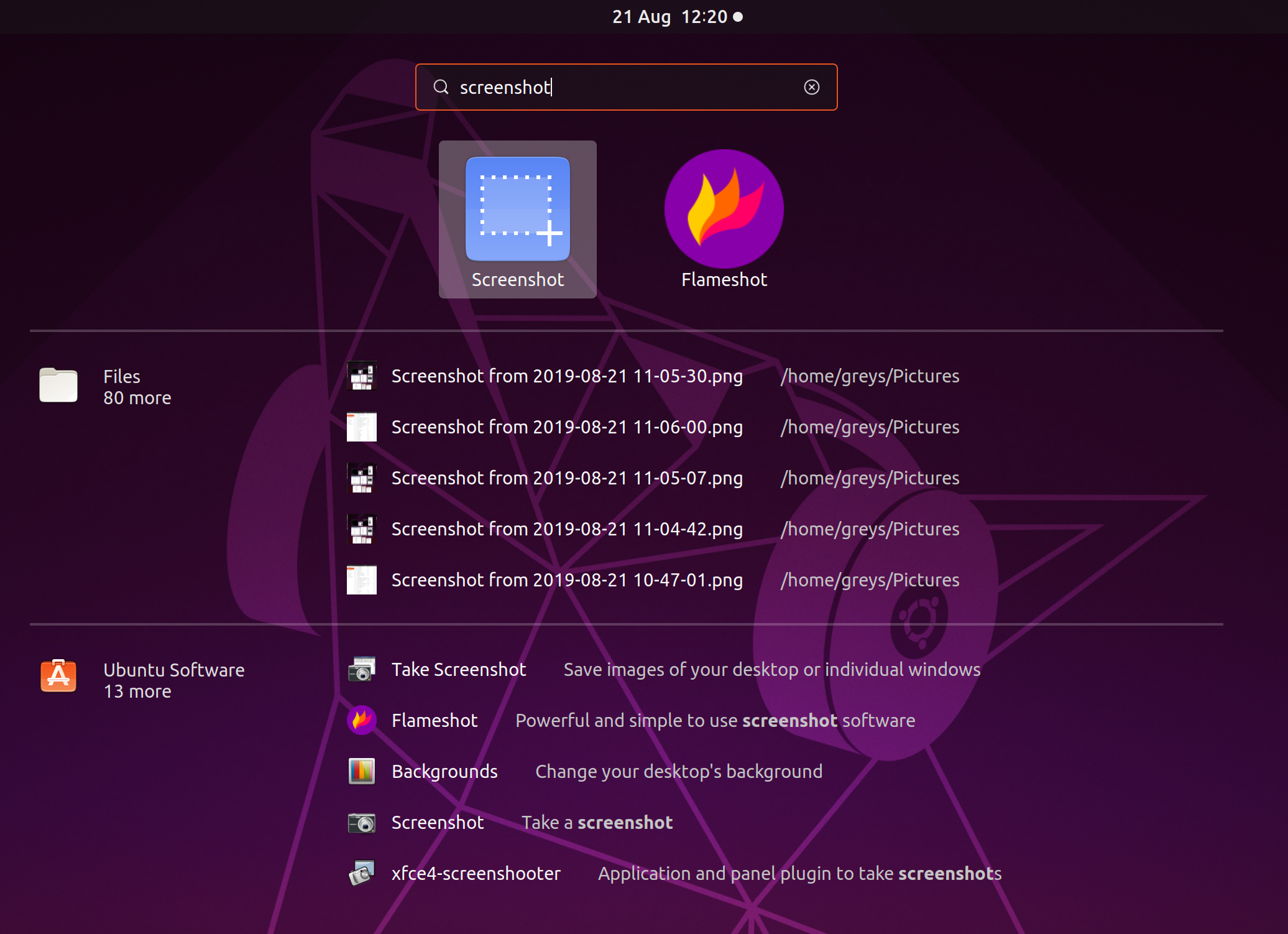 Ubuntu application search