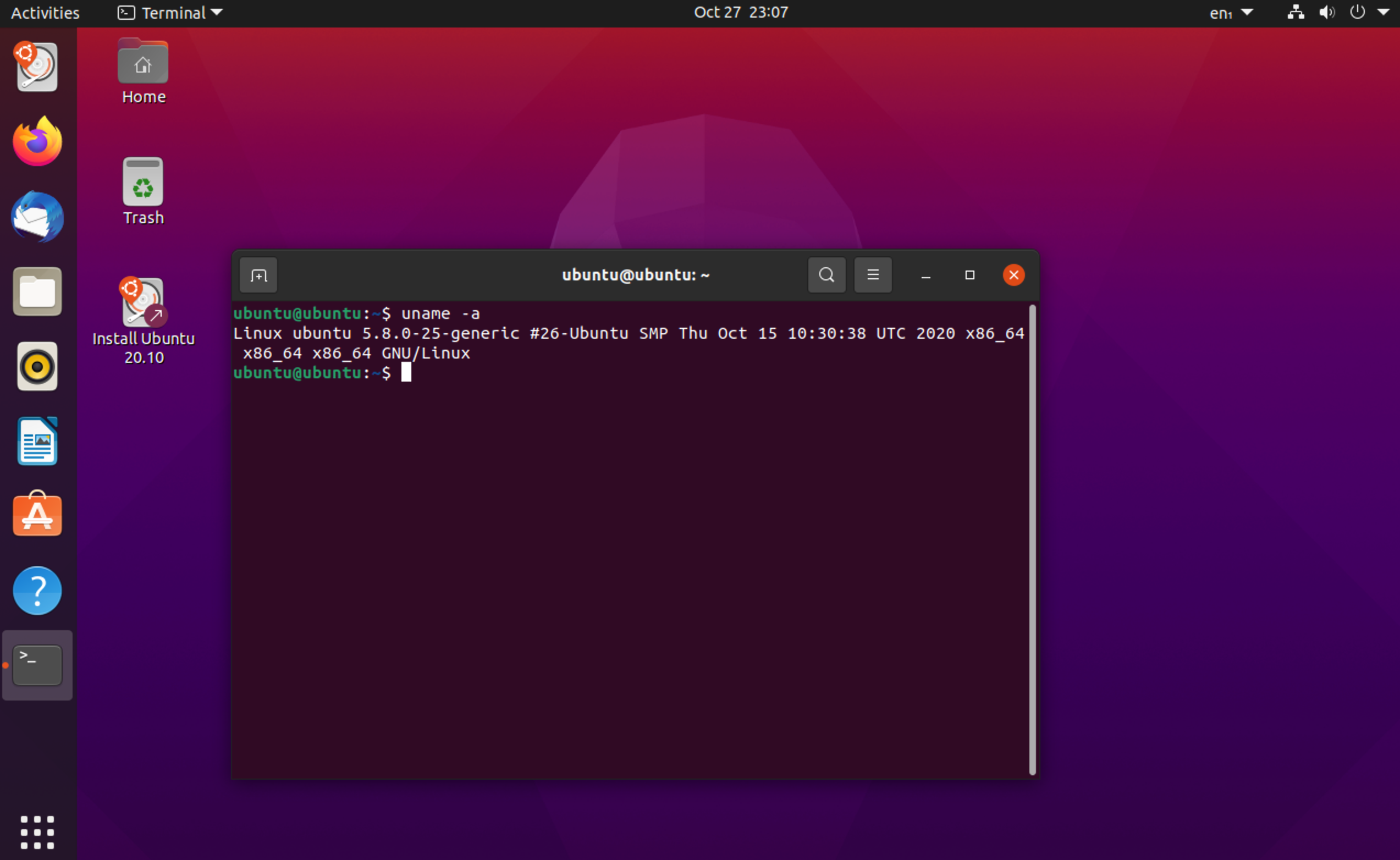 Ubuntu 20.10 desktop